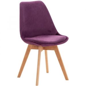 Chaise de salle &agrave; manger - cuisine Linares - Violet - Velours - Bois massif - Confortable et design
