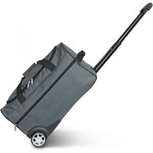 Sac de Voyage Trolley Gris - Sac &agrave; roulettes canne t&eacute;lescopique compartiment spacieux poche zipp&eacute;e id&eacute;al week-end