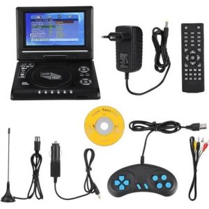 Lecteur de DVD portable 78 pouces avec écran pivotant et chargeur de voiture rechargeable