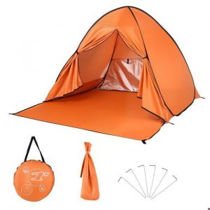 Tente de Plage Pop-up Anti UV UPF 50+ Abris de Plage 1-2 Personnes avec Sac de Transport + Piquets de Tente Tente pour Jeu Camping