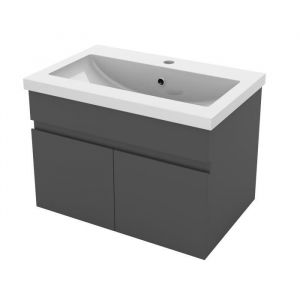 Meuble de salle de bain - Meuble de rangement avec lavabo - Meuble sous vasque suspendu - Anthracite 60cm