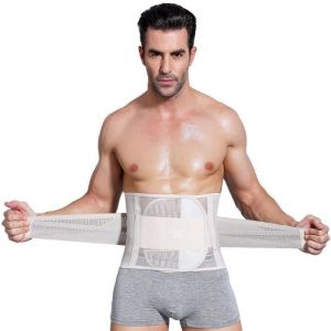 Ceinture de Sudation Abdominale pour Homme Minceur Ceinture Amincissante Gaine Ventre Plat Sport R&eacute;glable Fitness Sauna-Blanc