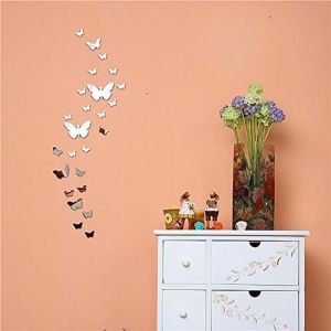 Stickers Muraux Miroir Papillon 3D DIY - Argent - Décoration Chambre