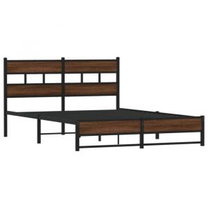 Brun 160 x 200 cm - Lit Bois - stables et durable - Cadre de lit en m&eacute;tal - matelas non inclus - ch&ecirc;ne marron 160x200 cm 001_763883