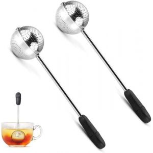 Infuseur boule &agrave; th&eacute; rotative (lot de 2)  Cuill&egrave;re passoire &agrave; th&eacute; en acier inoxydable  Poign&eacute;e ergonomique