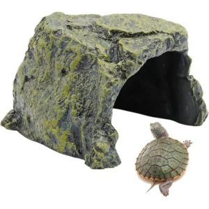 Grande Cachette pour Reptile R&eacute;sine Abri pour Reptiles Tortue Cachette Abri Reptile Habitat D&eacute;Coration Aquarium Terrarium D&eacute;Co