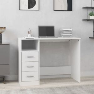 SALE 2025Bureau informatique multim&eacute;dia - Bureau avec tiroirs Blanc 102x50x76 cm - bois ding&eacute;nierie2956 Kg 7203
