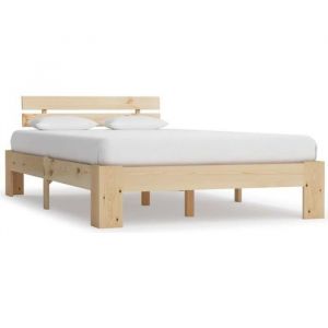 Cadre de lit en bois de pin massif - SIB - 140 x 200 cm - Sommier à lattes