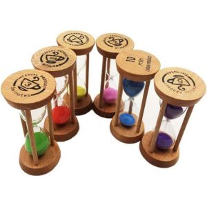 Timer de sable Ensemble de sablier en bois temporistes 30 sec / 1 min / 2 min / 3 min / 5 minutes / 10 minutes pour les enfants