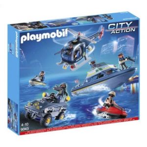 Poupon 9043 Police Vehicle Super Set - Helicopter Boat Jet Ski Car