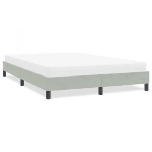 CHIC Lit adulte2 places - 140x210 cm Structure/Cadre de lit gris clair 140x210 cm velours #Sara63346
