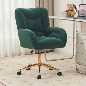 005 Chaise tournante r&eacute;glable en hauteur pour le bureau &agrave; lint&eacute;rieur avec des jambes dor&eacute;es vert