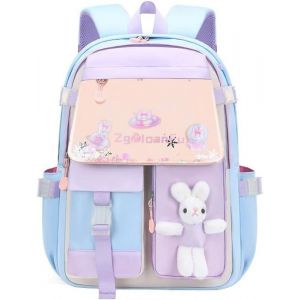 Aucuu Sac Dos Enfant Sac D39cole Cartable Maternelle Cartable Fille Primaire de Grande Capacit BLEU VIOLET-LAPIN-L CARTABLE