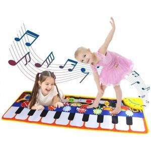 Tapis de jeu enfant - Tapis musical piano et danse - Jouet éducatif pour enfant de 2 ans - Bleu