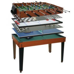 Table de baby-foot HWC-M33 baby-foot billard hockey 7in1 table de jeu multi-joueurs MDF 80x123x101cm