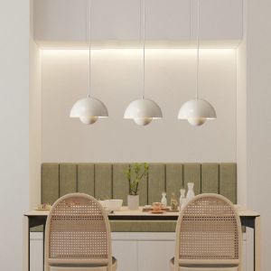 WOTTES Lustre Suspension Luminaire Moderne Style Scandinave 23*16CM Conception Lustre Pod E27 M&eacute;tal argile laiteuse 3pcs