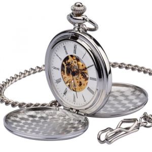 Zeiger Montre Gousset Mécanique Montre Poche Argent Steampunk Squelette Style Vintage Classique Rétro Pendentif Argent W351