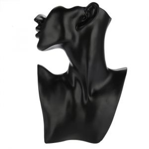 OMABETA Mannequin d’affichage de bijoux Collier support pour boucles doreilles tête de Mannequin buste support bijoux boite Noir