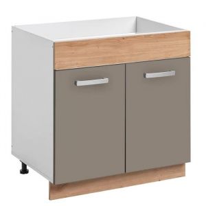 Meuble bas de cuisine - Ava - Taupe/Beige - 80x56x81 cm - Certifi&eacute; FSC&reg;