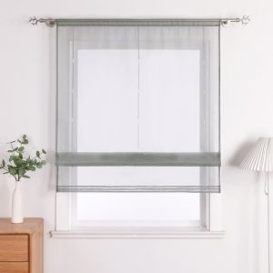 Hongya Store romain enrouleur bateau blanc int&eacute;rieurs sans per&ccedil;age avec cordon de serrage de fen&ecirc;tre gris clair L-H 80 x 155 cm