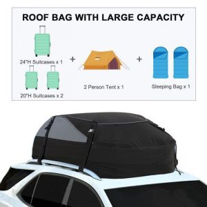 Sac De Toit Voiture - TOOLUCK - 425L - Coffre Toit Pliable - 900D Tissu dOxford et PVC - Convient avec/sans Galerie de Toit