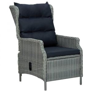 HSF&reg;Chaise inclinable de jardin - anticorrosion - Fauteuil de bistrot coussins R&eacute;sine tress&eacute;e Gris clair - 57x88x100 cm pxo20573