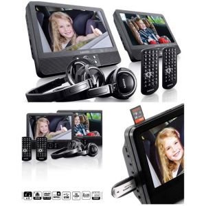 Lecteur DVD portable - LENCO - DVP-939 - 2 écrans 9 pouces - USB - SD/MMC - Batterie rechargeable