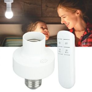 Douille dampoule t&eacute;l&eacute;command&eacute;e - TBEST - E27 - Blanc - Rond - Int&eacute;rieur