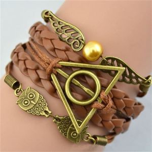 Bracelet - Harry Potter - Reliques de la mort - Noir - Alliage - Corde en cuir