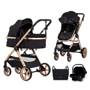 VISTA Poussette combin&eacute;e jusqu&agrave; 22 kg nacelle souple + assise classique Noir + 1 cosy i-Size