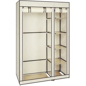 Penderie souple, Armoire de Rangement en Tissu Non-tissé - 110*45*175cm-Beige