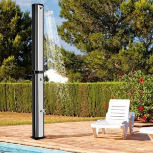 GOPLUS 60L Douche Ext&eacute;rieure Solaire Chauff&eacute;eH.227 cm avec T&ecirc;te Pivotante &agrave; 360&deg;Robinet pour PiedsCouverture de
