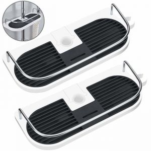 Lot de 2 étagères de douche sans perçage pour rail de douche – Support de rangement pour salle de bainpour rail de 19 mm à 25 mm