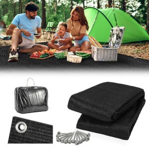 Daromigo Tapis de tente respirant 400x600CM tapis de sol camping ext&eacute;rieur pour auvent et caravane Noir ARCEAU