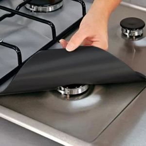 4 Pcs Cuisini&egrave;re &Agrave; Gaz Liner Protecteur Couverture R&eacute;utilisable Feuille Cuisini&egrave;re &Agrave; gaz Four Protection Pad-keeper