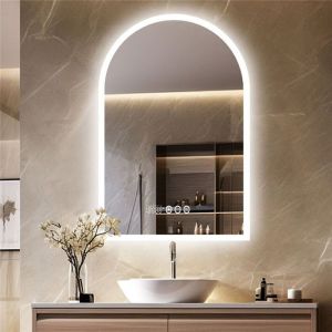 Miroir de Salle de Bain LED Horloge Grand Miroir Ovale Lumineux avec Éclairage Intégré Anti buée 90x60cm