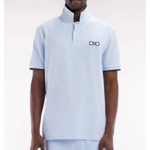 EDEN PARK - EDEN PARK - Polo &agrave; manches courtes en coton ciel broderie ton sur ton coupe d&eacute;contract&eacute;e - BLC25 - XXL