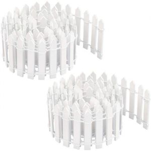 Mini Cl&ocirc;ture de Jardin 2Pcs Miniature Cl&ocirc;ture en Bois 90 cm x 5 cm Petite Cl&ocirc;ture en Bois Cl&ocirc;ture Miniature Flexible (Blanc)