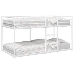 Lit superposé enfant - Intemporel - 2 places - Acier - Blanc - 75x190 cm