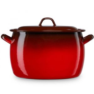 Faitout à Induction 34cm Marmite 20L avec Couvercle Acier Émaillé Tous Feux Briebe Ignea  Rouge 03332