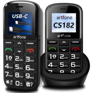 artfone Telephone Senior 1.8 avec Grandes Touches Batterie 1400mAh Bouton SOS 2G Double SIM T&eacute;l&eacute;phone Portable Personnes Ag&eacute;es