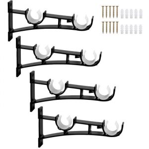 4 Pièces Tringle à Rideau en métal Robuste Support de Tringle à Rideaux Double Tringle à Rideau Pole Holder Support Rideau