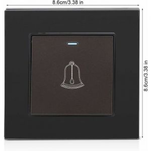 Bouton de sonnette ext&eacute;rieur 220 ~ 250 V panneau en verre tremp&eacute; interrupteur de sonnette carillon &eacute;tanche sans fil bouton pou