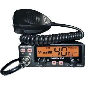 President Radio CB Barry ASC AM/FM 12V/ 24V avec Code de Silencieux Automatique TXPE002