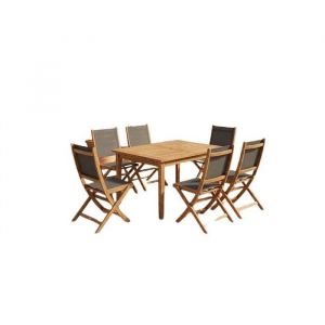 Ensemble repas de jardin TOSCANA - Table extensible + 6 six chaises pliantes - Bois d&rsquo;acacia - 6 places - Bocarnea
