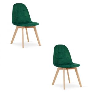Chaise BORA - velours vert fonc&eacute; x 2 OSKAR design moderne