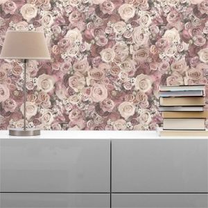 Papier Peint Fleurs M1-No.65 Rose Crème Papier peint à fleurs Floral