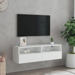 En PromotionMeuble TV mural CHIC - CLOUD - Meuble T&eacute;l&eacute; suspendue - CABINET/BANC TV - blanc 100x30x30 cm - Bois ding&eacute;nierie 113946