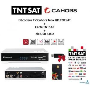 D&eacute;codeur TV - Cahors - Teox HD - TNTSAT - Carte TNTSAT - Cl&eacute; USB 64Go