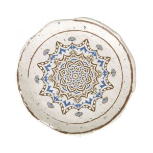 Service Assiettes MIA rondes de 6 Pièces plates en Porcelaine beige plat pour entrées desserts et salades - d 20 x h 3 cm